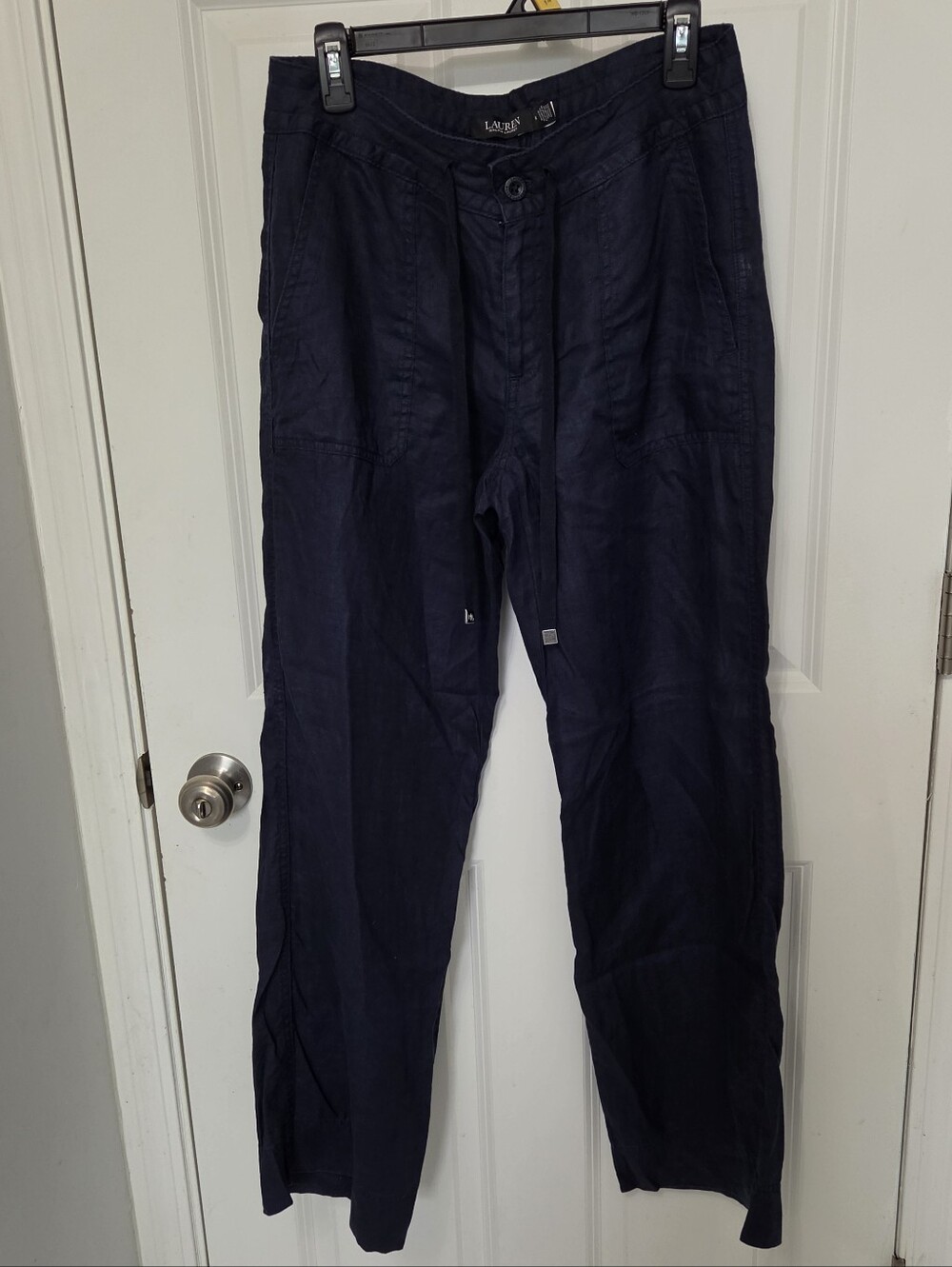 Lauren Ralph Lauren Women's Wide Leg Linen Pants Navy Size 4